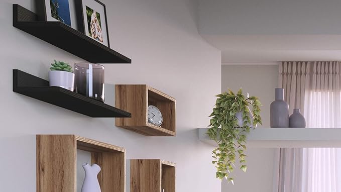 Mobili Fiver, Set of 2 Rachele Shelves, 31.49 in, Pearled Elm, Made in Italy-Ruum Studio Home