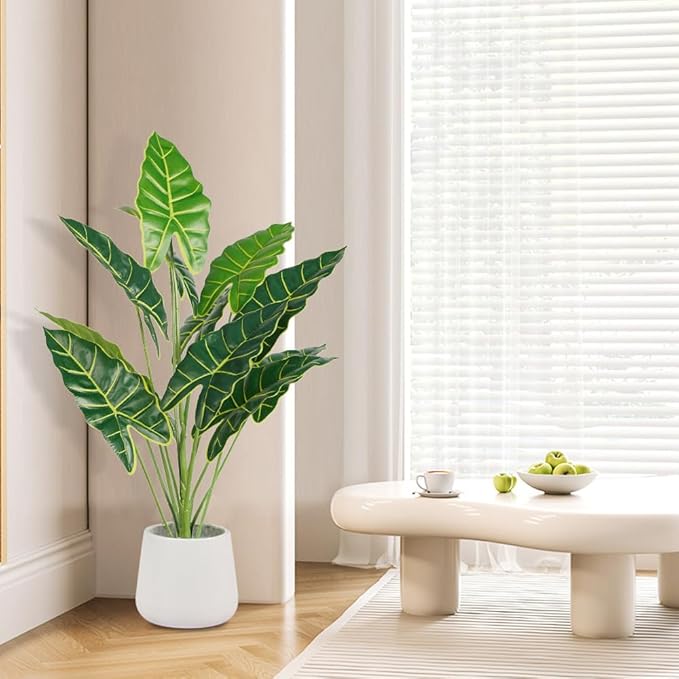 Melorca&Guilla Artificial Plants 2PCS 30“ Fake Taro Plants,Large Faux Plant,Artificial Grass Greenery Shrubs Bushes for Garden Porch Window Box Shop Office Home Décor-Ruum Studio Home