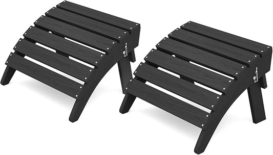 KINGYES Folding Adirondack Ottomans Set of 2 for Adirondack Chair, Black-Ruum Studio Home