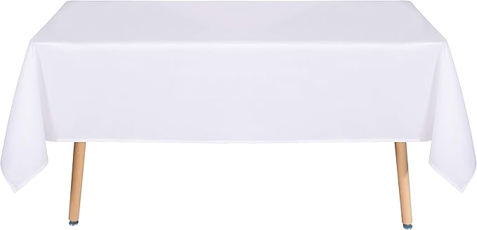sancua Rectangle Tablecloth - 90 x 156 Inch - Water Resistant Spill Proof Washable Polyester Table Cloth, Decorative Fabric Table Cover for Dining Tables, Buffet Parties and Camping, White-Ruum Studio Home