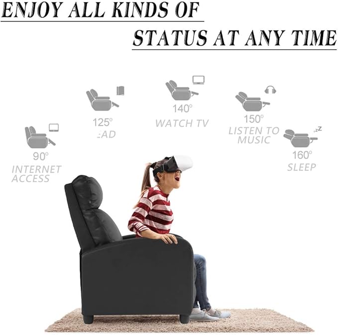 BestMassage | Recliner Chair | with 2 Point Massage Function | Black | with Lumbar Support, Adjustable Push Back, Wide Armrests, Footrest & Padded Seat | Easy Assembly | for Living Room, Home Theatre-Ruum Studio Home