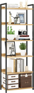 NUMENN Bookshelf, 6 Tier Bookshelves, Home Office Bookcase Shelf Storage Organizer, Free Standing Storage Shelving Unit for Bedroom, Living Room and Home Office, Natural-Ruum Studio Home