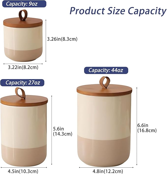 Coffee Canister, Ceramic Food Storage Jars with Lids Salt Matcha Container Brown Sugar Container Bowl for Kitchen Tea, Coffee Beans, Spice (#001Khaki-44oz/1300ml)-Ruum Studio Home