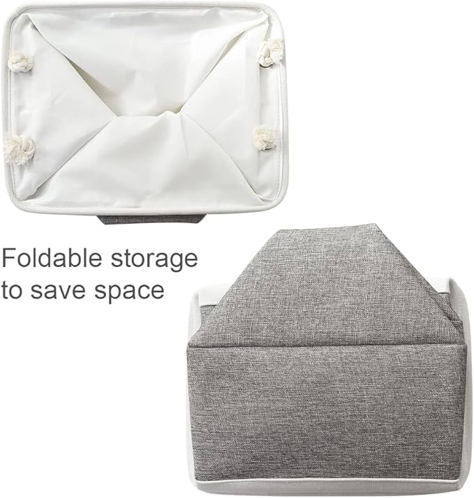 TcaFmac Organization and Storage Basket for Organizing - 16x12x12 inch Large 2 Pack Collapsible Storage Bins for Shelves, Fabric Storage Cubes for Box Closet Cloth Toy Books Kids (White & Grey)-Ruum Studio Home