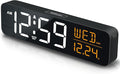 Peakeep Digital Alarm Clock Large Display for Bedrooms with Calendar, Auto DST, Desk Clock Electric Plug in for Living Room, Battery Backup, USB Port, 5 Dimmers-Ruum Studio Home