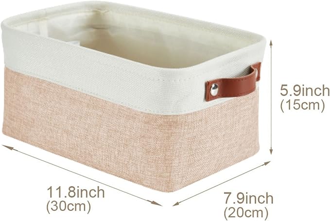 DECOMOMO Small Storage Basket, Closet Storage Bins, Baskets for Organizing Shelves (Beige & White, Small - 6 Pack)-Ruum Studio Home