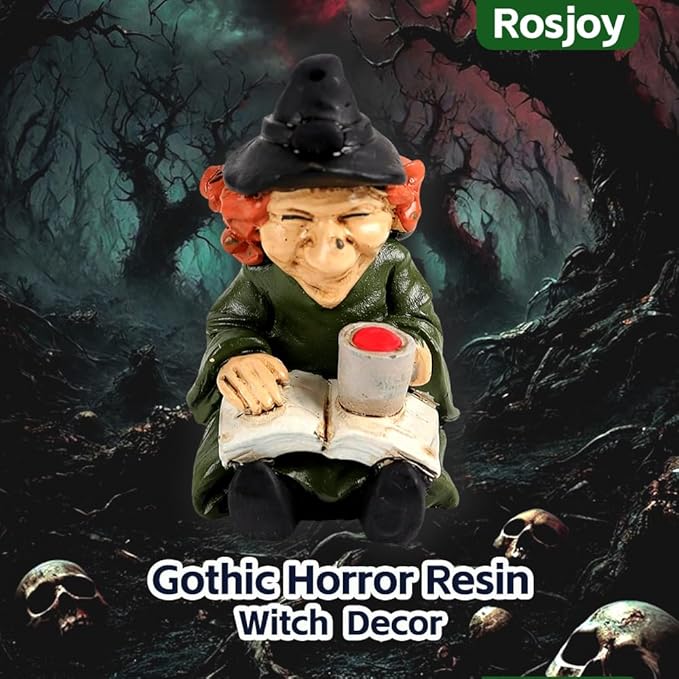Halloween Fun Miniature Witch Figurine,Gothic Horror Resin Witch Decor,for Bookshelf Decor,Desk Trinkets,Collectible,Party Gifts-Ruum Studio Home