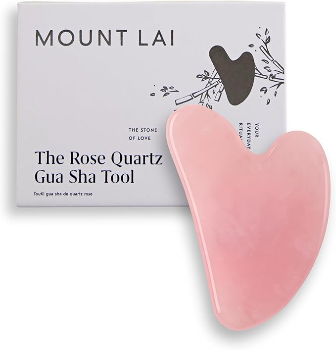 Mount Lai Rose Quartz Gua Sha Facial Tool – The Stone of Graceful Radiance – 100% Genuine Rose Quartz Stone Face Sculpting Tool for Lymphatic Drainage, Puffiness Reduction & Graceful Beauty-Ruum Studio Home