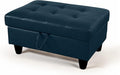 Ottoman Rectangular Storage Ottoman Bench, Faux Leather Footrest, Coffee Table, Stool Footstool with Hinged Lid for Living Room, Bedroom, Entryway, Dark Blue, 35"x23.5"x17.5"-Ruum Studio Home