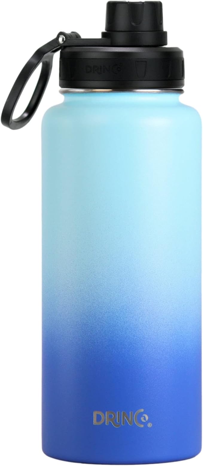 DRINCO Stainless Steel Water Bottle Spout Lid Vacuum Insulated Double Wall Water Bottle Wide Mouth (40oz 32oz 22oz 18oz 14oz) Leak Proof Keeps Cold or Hot (32 oz, 32oz Morning Sky Blue)-Ruum Studio Home