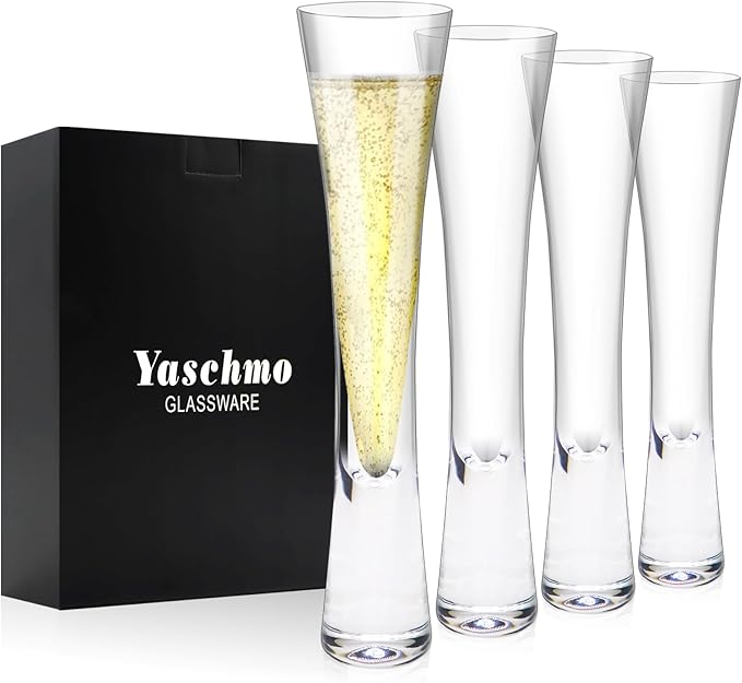 Champagne Flutes Set of 4, Hand Blown Crystal Champagne Glasses, Modern Unique Design, Lead-Free Prosecco Glasses, Elegant Toasting Glasses Gift for Wedding, Anniversary, Birthday, Christmas-Ruum Studio Home