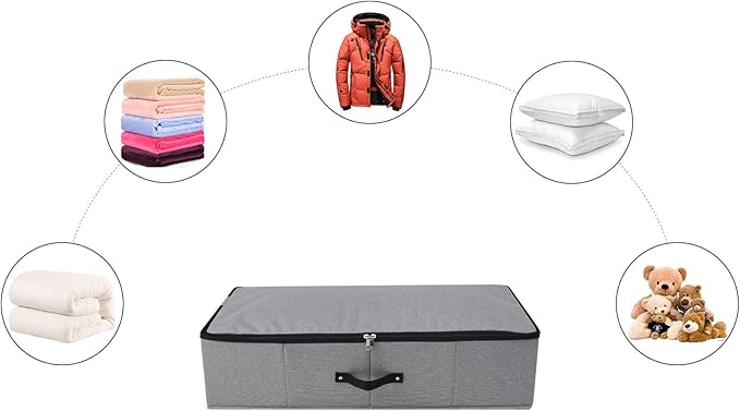 2PCS Foldable Under Bed Storage Container with Plastic Support Liner, Handles, Zipper lid, Sweater Pillow Blankets ClothesStorage Organizer for Bedroom and Closet, 29×15×7inch, Dark Grey-Ruum Studio Home