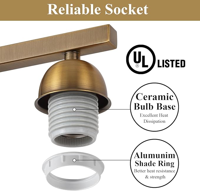 Stainless Steel Milk Glass Vanity Lights for Bathroom, 3 Light Brass Bathroom Light Fixtures Over Mirror, Ceramic E26 Sockets Wall Mounted-Ruum Studio Home