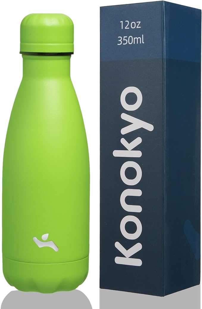 Insulated Water Bottles,12 oz Double Wall Stainless Steel Vacumm Metal Flask for Sports Travel,Green-Ruum Studio Home