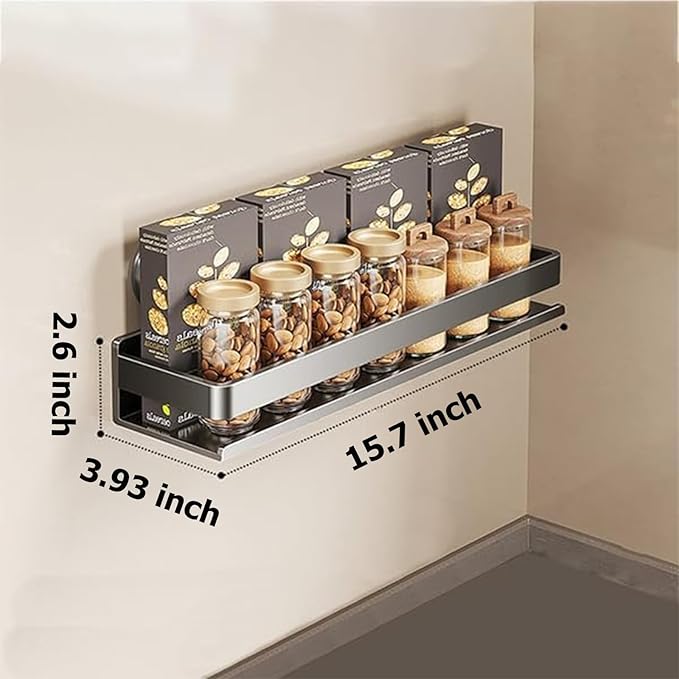 Spice Rack Wall Mounted 2 Pack,Suction Cups Spice Organizer for Cabinet,Large Capacity Metal Spice Shelf for Kitchen Cabinet, Pantry Doors, Bathroom, Shower, Home Decor (15.7 inch)-Ruum Studio Home