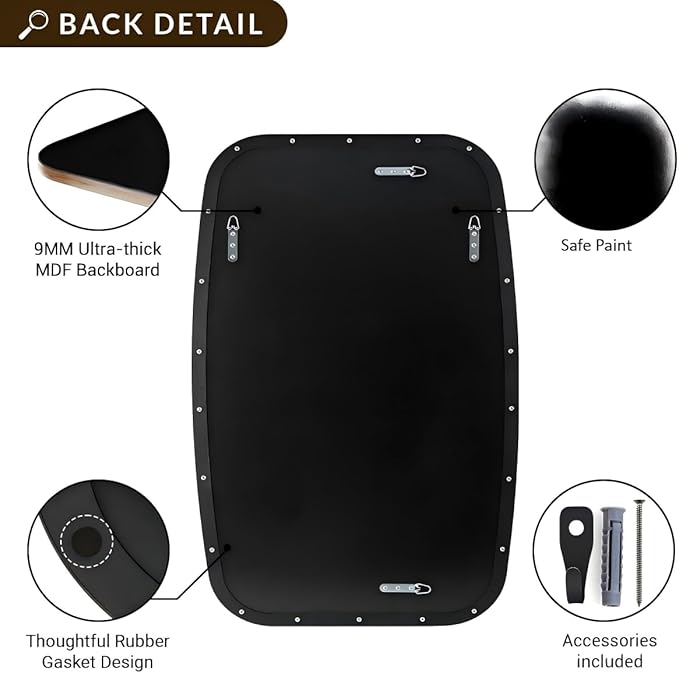 ANDY STAR Oval Mirrors for Bathroom, 30x48’’ Black Oval Mirror for Bathroom, Oblong Mirrors with Black Metal Frame Pill Shaped Mirror Wall Mounted Horizontal or Vertical-Ruum Studio Home