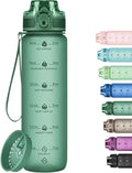 32oz Motivational Water Bottles with Time Marker & Fruit Strainer, Transparent Gradient Color Water Bottle with Times to Drink, Leakproof & BPA Free, Reusable Bottle with Strap (No Straw)-Ruum Studio Home