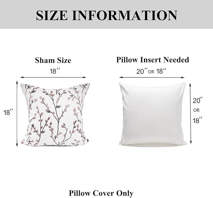 YOUR SMILE Classical Embroidery Jacquard Pink Leaf Pattern Square Decorative Throw Pillow Case Cushion Cover 18x18 inch-Ruum Studio Home