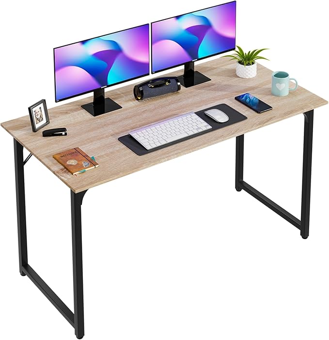 PayLessHere | 47 Inch Computer Desk | Nature | Office Desk with Metal Frame, Adjustable Feet | Water-Resistant, Scratchproof Surface | Sturdy Writing Table for Home Office or Study | Pack of 1-Ruum Studio Home