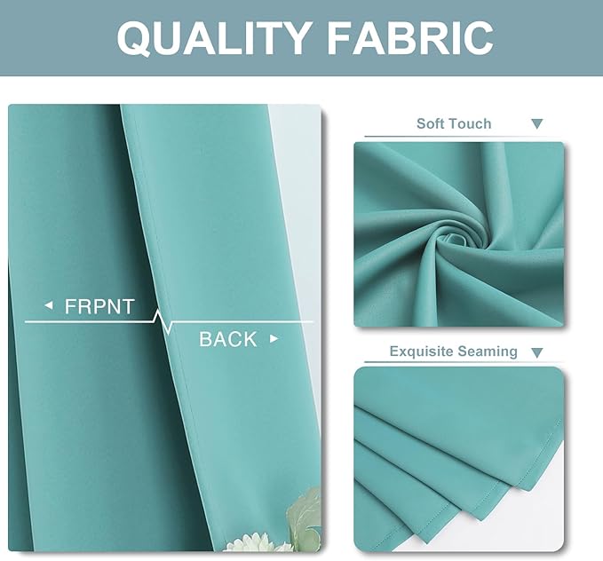 ChrisDowa Blackout Curtains 70 inches Wide for Bedroom - 2 Panels Set Extra Wide Grommet Thermal Insulated Room Darkening Curtains for Living Room (Aqua, 70 x 63 Inch)-Ruum Studio Home