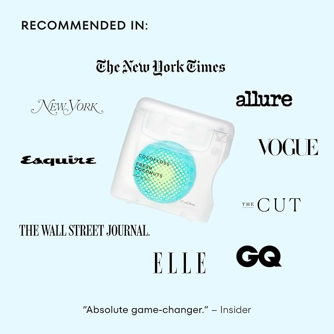 Cocofloss Woven Dental Floss, Dentist-Designed Oral Care, Waxed, Vegan, Kid-Friendly, with Coconut Oil, 4-Pack of Mint, Coconut, Orange, Strawberry (33 yard Each)-Ruum Studio Home