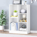 IOTXY Open Shelf Low Bookcase - Wooden 3-Tier Floor Standing Display Cabinet Organizer with Base, 5 Cubes Short Horizontal Bookshelf in Warm White-Ruum Studio Home