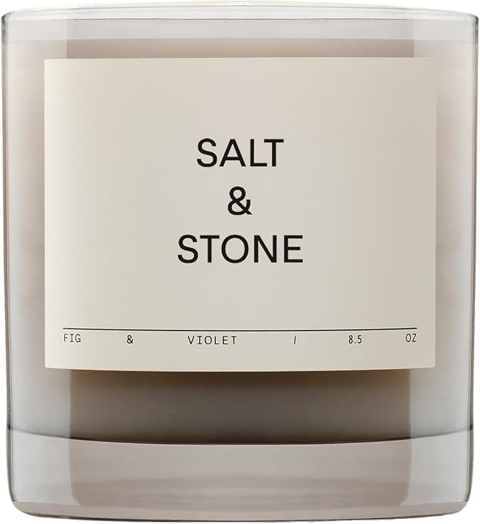 SALT & STONE Scented Candle for Women & Men | Hand-Poured, Aromatic & Fragrant | Coconut & Soy Blend Wax | 100% Cotton Wick | Long-Lasting 50 Hour Burn Time (8.5 oz) (Fig & Violet)-Ruum Studio Home