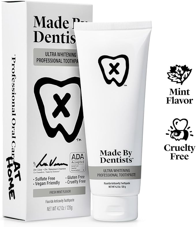 Professional Ultra Whitening Toothpaste - 2 Pack - Sensitive Teeth Whitening Toothpaste with Sodium Fluoride & Hydrogen Peroxide, ADA Approved, Vegan, 2 x 4.2oz-Ruum Studio Home