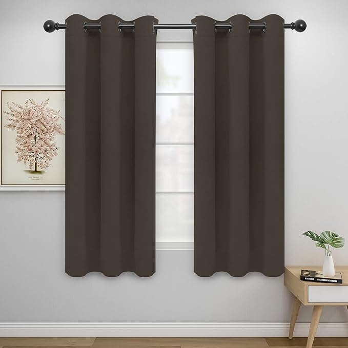 Easy-Going Blackout Curtains for Bedroom, Solid Thermal Insulated Grommet and Noise Reduction Window Drapes, Room Darkening Curtains for Living Room, 2 Panels(42x63 in, Coffee)-Ruum Studio Home
