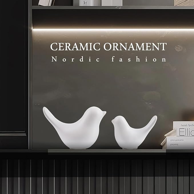 Notakia Small White Birds Statues Home Decor Modern Style Decorative Ornaments for Living Room, Bedroom, Office Desktop, Cabinets (2Pcs White Birds)-Ruum Studio Home