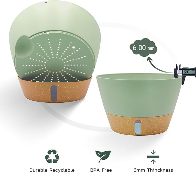 ZMTECH 12 Inch Hanging Planters for Indoor Plants, 2 Pack Self Watering Hanging Planter with Visual Reservoir, Hanging Pots for Plants Outdoor with Drainage Hole and Plant Hanger(Green)-Ruum Studio Home
