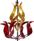 hogardeck Large Wind Spinners Outdoor, 93.3" Metal Tulip Wind Spinner with Stake, 360° Rotating Yard Art, Kinetic Flame Wind Sculptures for Home Lawn Backyard Patio Garden Decor (Red, Golden)-Ruum Studio Home