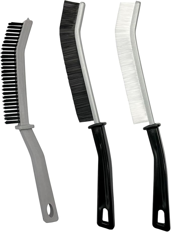 3 Pcs Cleaning Brushes for Household - Crevice Brush for Scrub Small Spaces, Toilet Cleaning Tool with Comfortable Grip, Long&Firm Bristle for Shower Tile Grout, Sinks Gap, Window Tracks, Hinges-Ruum Studio Home