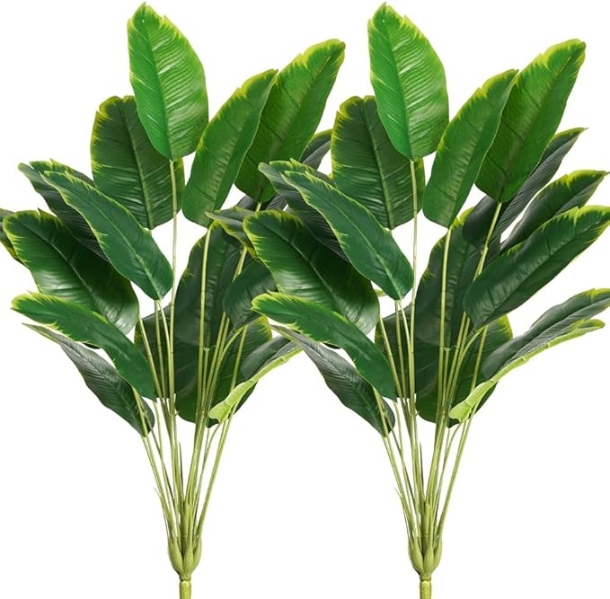 Melorca&Guilla Artificial Plants 2PCS 30“Artificial Bird of Paradise Plants,Faux Banana Tree,Fake Plants Tropical Greenery Shrubs Bushes for Garden Porch Window Box Shop Office Home Décor-Ruum Studio Home