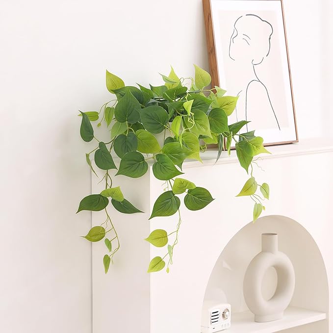 Tiita 1 Pack Fake Plants Artificial Scindapsus Aureus in Pots, Realistic Fake Greenery Potted Plants for Home Office Desk Window Sill Bathroom Bedroom Outdoor Indoor-Ruum Studio Home