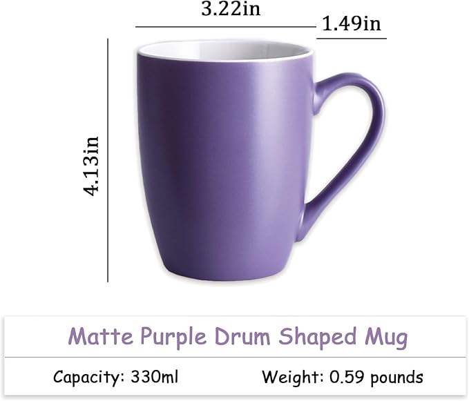 Coffee Mugs Set of 6, 12oz Ceramic Coffee Mugs with Handle, Matte Porcelain Purple Coffee Mug for Latte, Tea, Cocoa, Cappuccino, Cups for Women Men for Home Restaurant Mug (Purple)-Ruum Studio Home