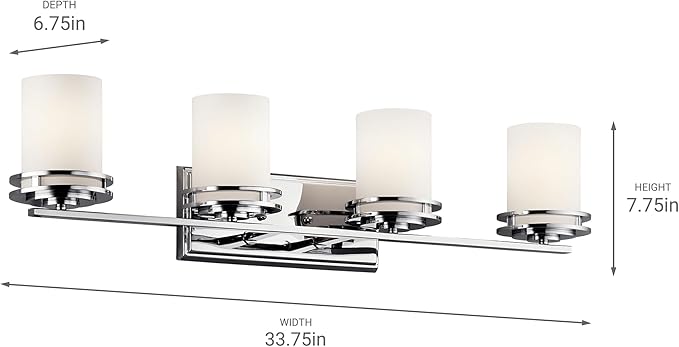 Kichler Hendrik 33.75" 4 Light Vanity Light with Satin Etched Cased Opal Chrome-Ruum Studio Home