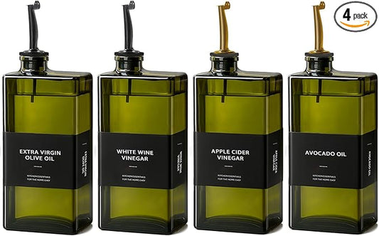 Olive Oil Dispenser Bottle for Kitchen - UV-Protected Oil Bottles 16.9oz, Oil and Vinegar Dispenser Set, Drip-Free Pourer, Elegant Kitchen Essential- 16.9oz, Set of 4-Ruum Studio Home