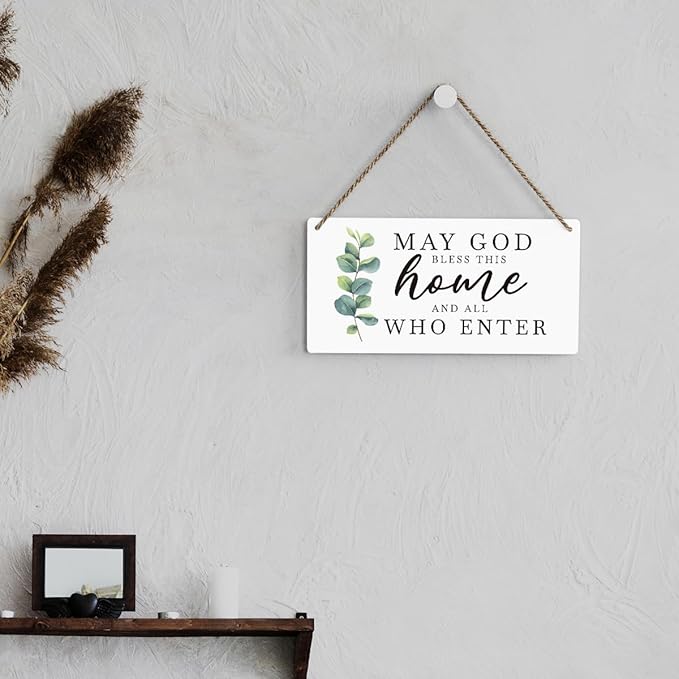 SENJIAN Christian Home Decor, Bless This Home Wall Decor, Modern Farmhouse Sign Scripture Printed Wood Sign Wall Art Religious Decoration for Office Bathroom Bedroom-Ruum Studio Home