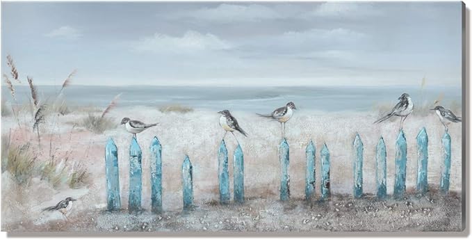 Big Wall Art for Living Room Extra Large Hand-painted Beach Oil Painting Ocean Sea Bird Seagull Canvas Artwork Framed Seascape Coastal Picture for Office Bedroom Decor 60 x 30 inch-Ruum Studio Home