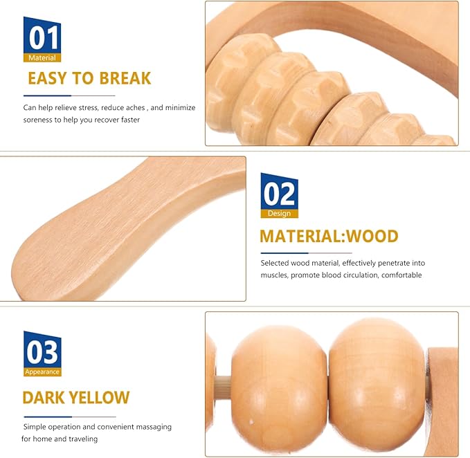 Wooden Massage Roller, Wood Therapy Massage Tools 2pcs Bead Wooden Roller Tool Muscle for Men and Women, Muscle Tension Relief Tissue Father and Mother Day Giftware-Ruum Studio Home