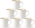 GBHOME Ceramic Coffee Mugs Set of 6, 12oz Stoneware Coffee Mugs Set For Dad Mom Women MEN, Light Weight Ceramic Coffee Cups for Latte/Tea/Beer/Hot Cocoa, Dishwasher & Microwave Safe-Pearl White-Ruum Studio Home