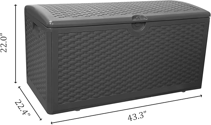 80 Gallon Plus Outdoor Storage Box Waterproof Lockable Resin Deck Box Large, Patio Storage Bin for Pool Accessories Cushion Furniture, Garden Tools, UV-Resistant Outside Delivery Black-Ruum Studio Home