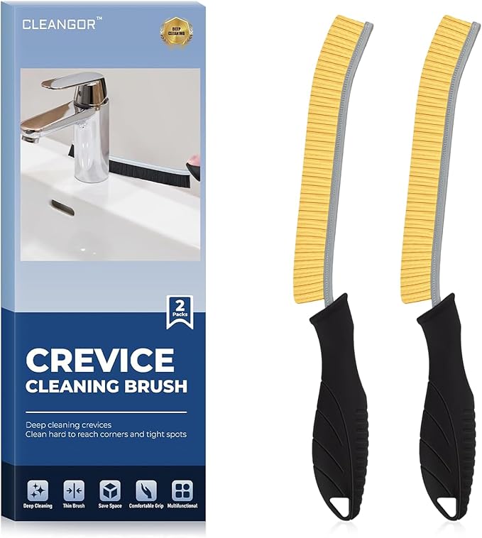 Crevice Cleaning Brushes, Cleaner Scrub Brush Tool for Hard to Reach Tight Space, Home Essentials, Cleaning Supplies for Shower, Bathroom, Kitchen, Toilet, Window-Ruum Studio Home