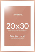 Homeforia 20x30 Frame Rose Gold, High End Metal 20x30 Picture Frames with Mat 16x24 inch Photo, 20 x 30 Rose Gold Poster Frame Matted to 16 by 24, 30x20 Large Frame, Tempered Glass, Wall Kit, Set of 1-Ruum Studio Home