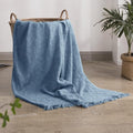 Simple&Opulence 100% Cotton Throw Blanket for Bed, Couch, Boho Luxury Geometric Knit Woven Blanket with Tassels Soft Lightweight Cozy Breathable, Vintage Farmhouse Decoration for All-Season(Blue)-Ruum Studio Home