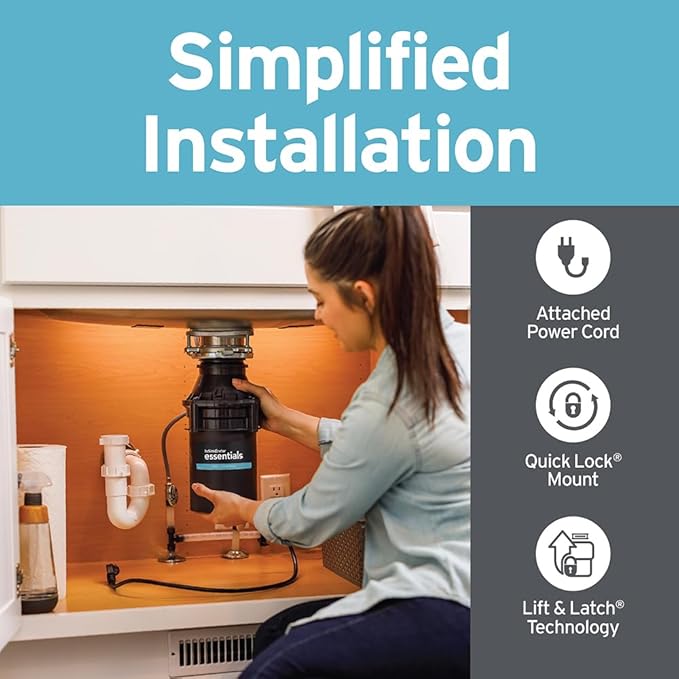 InSinkErator Essentials ES50 Kitchen Garbage Disposal with Power Cord, 1/2 HP Motor Continuous Feed Food Waste Disposer, ES50 W/C-Ruum Studio Home