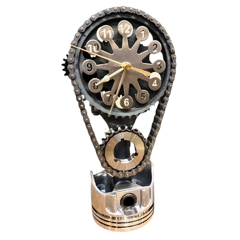 Chevrolet Small Block V8 Rotating Gear Clock – Stainless Steel Timing Chain Desk Clock by Clock9Nine, Chevy Truck Garage Decor, Muscle Car Gift, Hot Rod Man Cave Collectible, Car Show Trophy-Ruum Studio Home