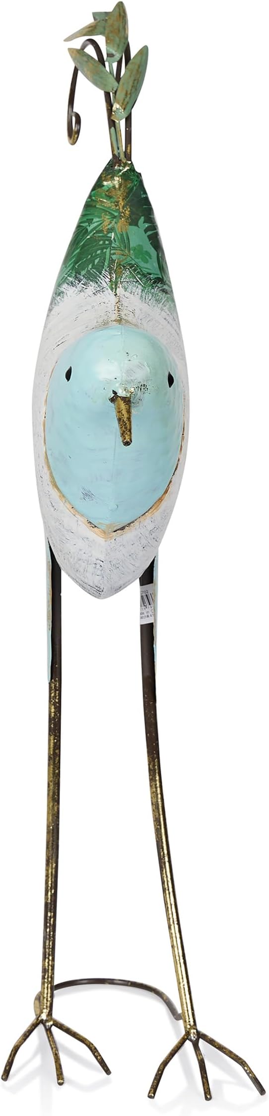 Alpine Corporation MCC702 Head-Down Metal Bird Outdoor Statue, Animal Décor for Patio, Lawn & Garden, 24" H, Blue and White-Ruum Studio Home