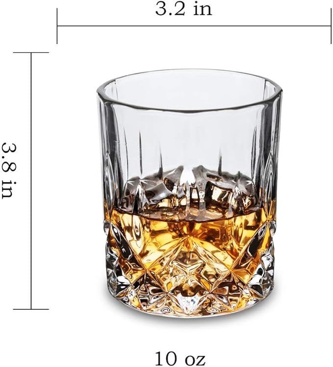 KANARS Old Fashioned Whiskey Glasses with Luxury Box - 10 Oz Rocks Barware For Scotch, Bourbon, Liquor and Cocktail Drinks - Set of 4 - Men Gift-Ruum Studio Home
